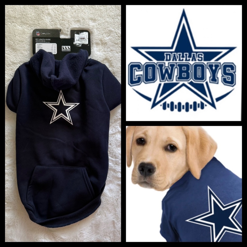 NWT NFL Dallas Cowboys Navy Pet Hoodie with White Team Lettering